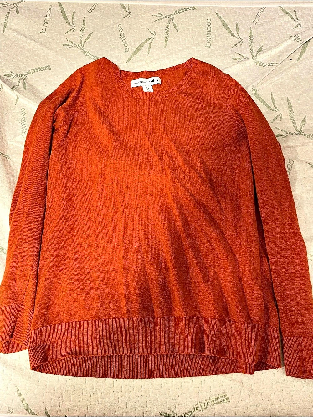 Orange Crew Neck Long Sleeve Sweater